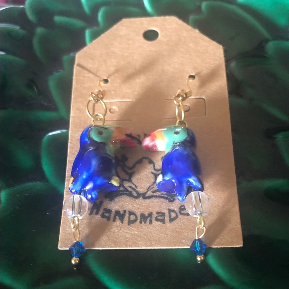 Vibrant Blue Parrot Earrings